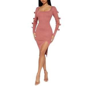 Fashion Nova Women's Mauve Cute As A Bow Ribbed Midi Dress Plus Size 2X